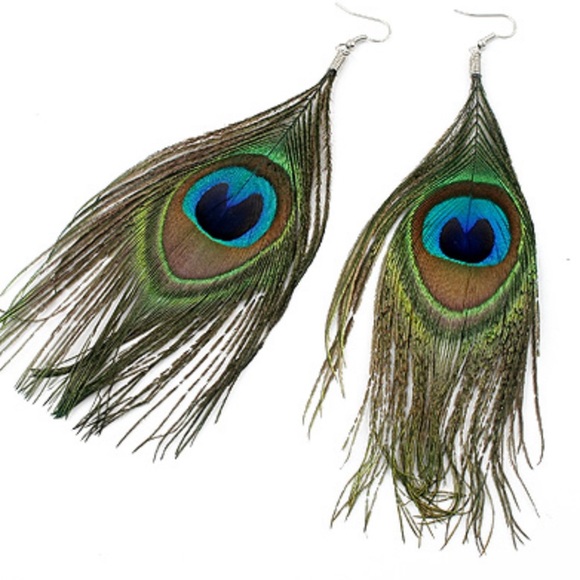 Jewelry - Peacock Feather Boho Earrings